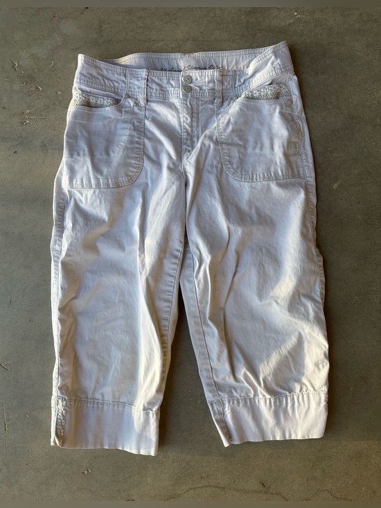 Gloria Vanderbilt Pants - Gloria Vanderbilt Cream Cotton Stretch Capri Embroidered Pockets Size 6